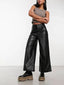 Femme Pantalon Taille Haute en Cuir - Alea