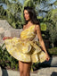 Daphne | Robe Mini Fleurie à Épaule Unique - Alea