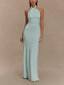 Robe longue à col en halter Slinky - Lagune - Alea
