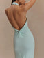 Robe longue à col en halter Slinky - Lagune - Alea