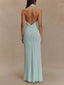 Robe longue à col en halter Slinky - Lagune - Alea