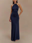 Robe longue à col en halter Slinky - Lagune - Alea