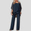 Ensemble chic en chiffon à deux pièces avec haut à cape superposée - Alea