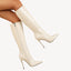 Bottes féminines en simili cuir à hauteur de genou avec talon stiletto - Alea