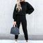 Ensemble Co-ord Femme Confortable avec Manches Bouffantes et Col Montant - Alea