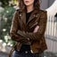 Vintage PU Leren Bikerjas voor Dames met Regenboogaccenten - Alea